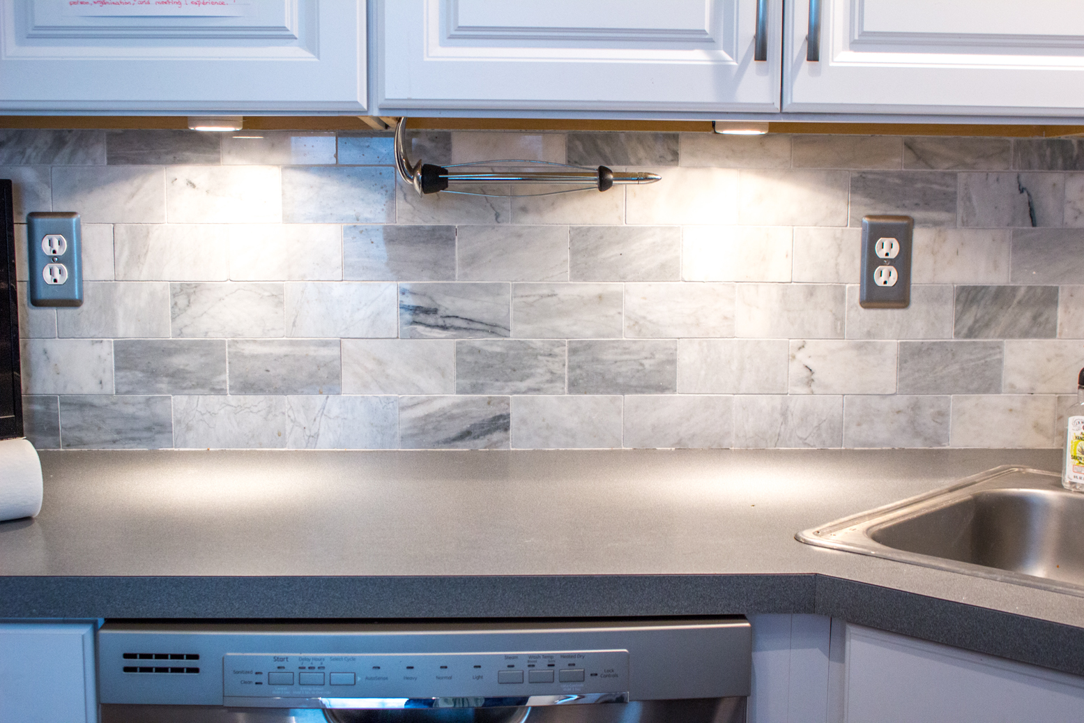 Kitchen Gray Tile Backsplash Detail, Gray Tile Backsplash
